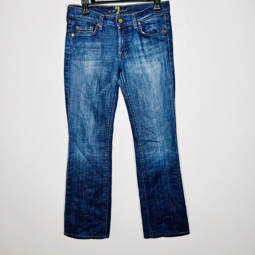 7 For All Mankind Bootcut Jeans 29 Womens Blue Mid Rise Med Wash Faded Denim - Picture 1 of 8